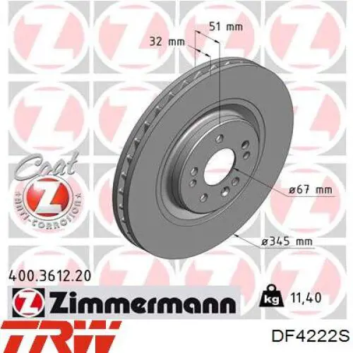 Comprar DF4222S TRW Freno de disco delantero