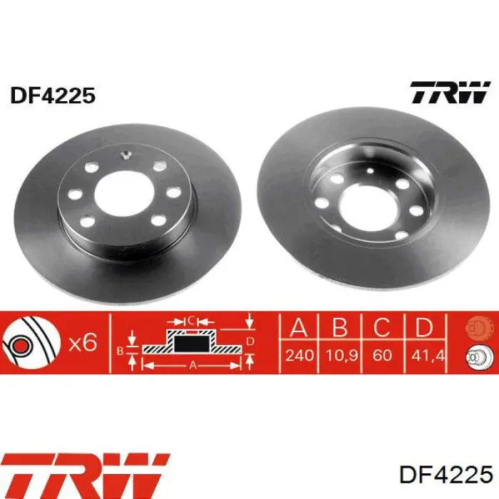 DF4225 TRW disco de freno delantero