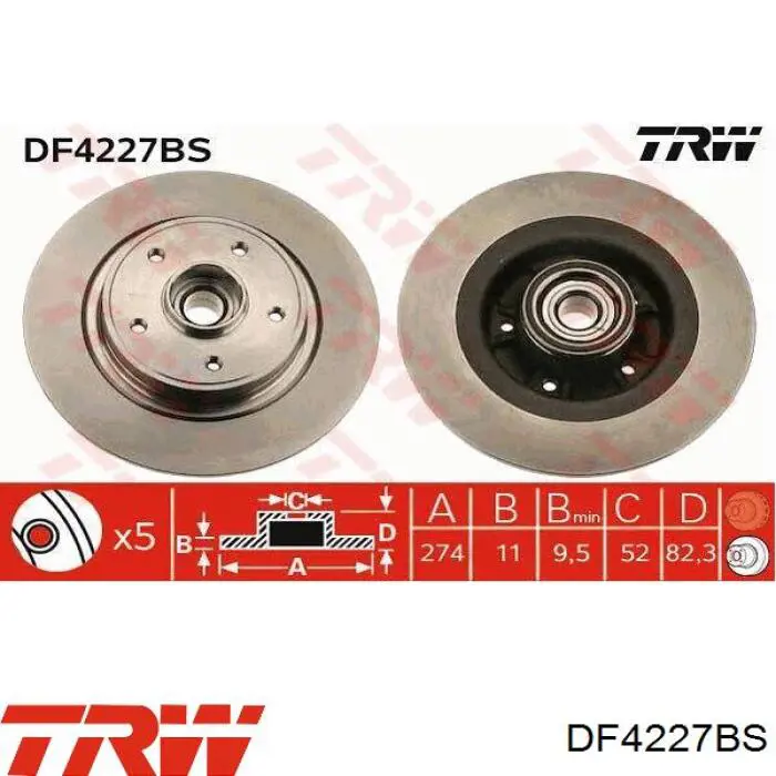 Comprar DF4227BS TRW Disco de freno trasero