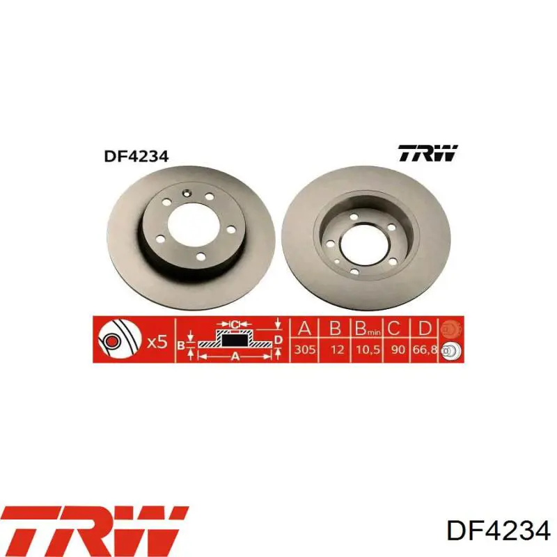 Comprar DF4234 TRW Disco de freno trasero