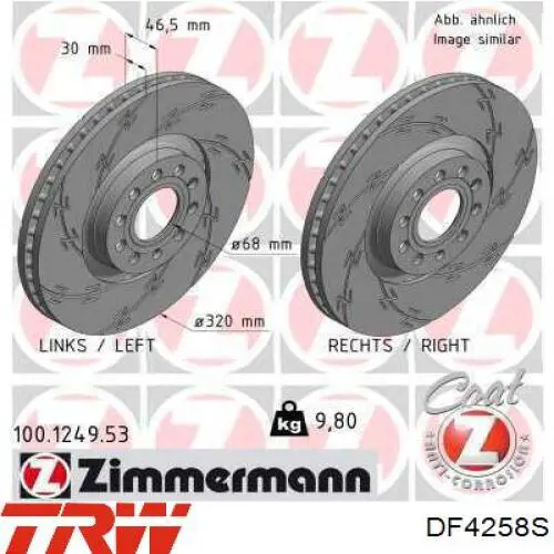 Disco de freno DF4258S TRW