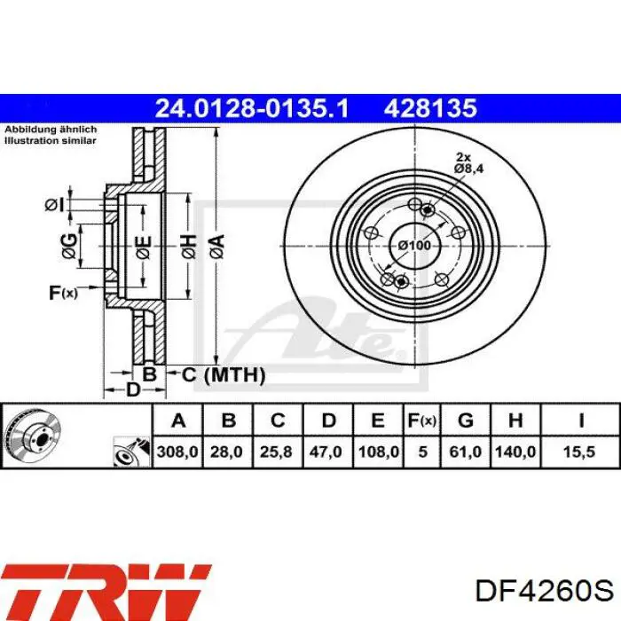 Disco de freno DF4260S TRW