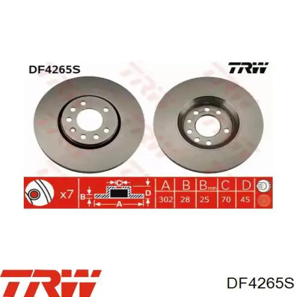 Disco de freno DF4265S TRW