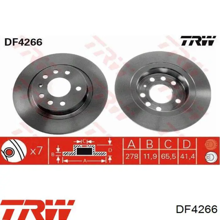 DF4266 TRW disco de freno trasero