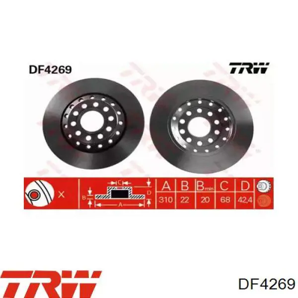 Comprar DF4269 TRW Disco de freno trasero