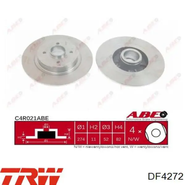 DF4272 TRW Freno de disco trasero