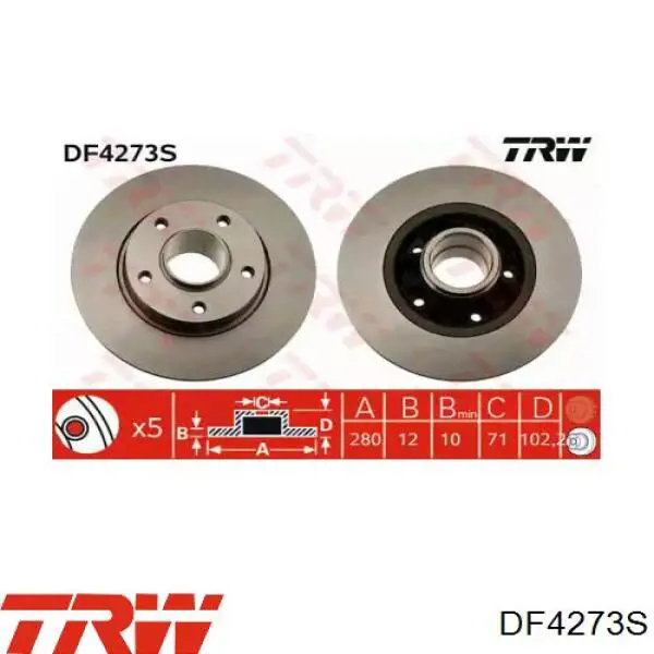 Comprar DF4273S TRW Disco de freno trasero