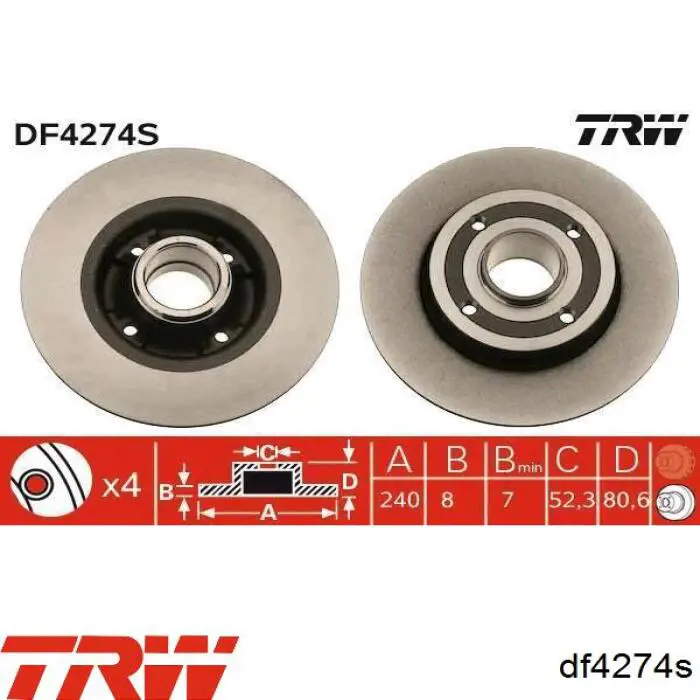 Disco de freno trasero Alfa Romeo 33 905