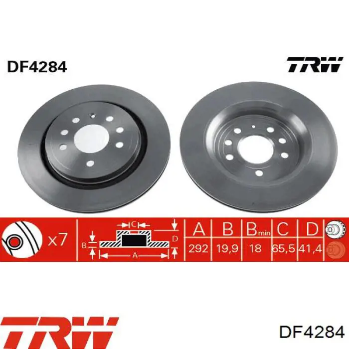 DF4284 TRW disco de freno trasero