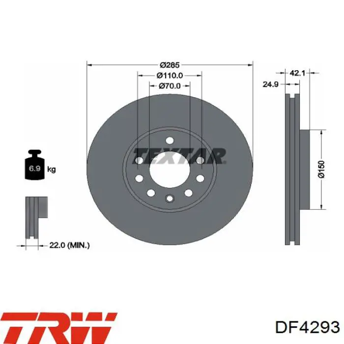 Disco de freno delantero TRW DF4293