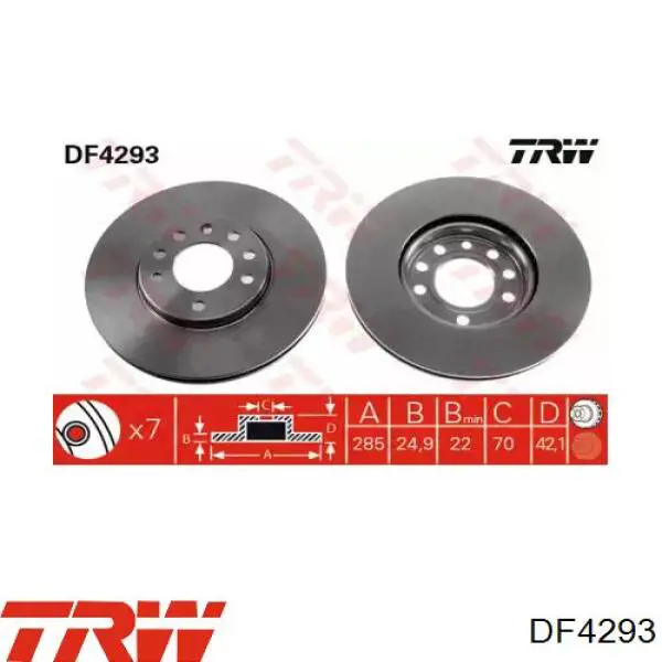 Frenos delanteros TRW DF4293 precio, desde 39,36 EUR