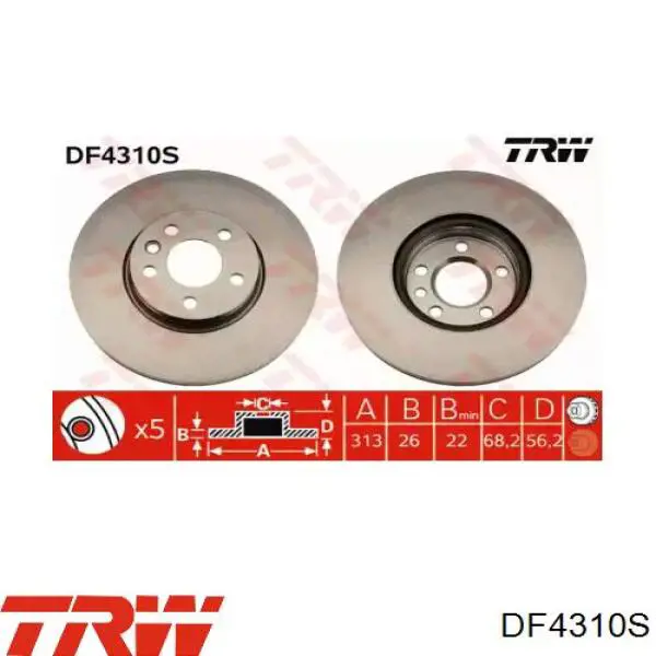 Disco de freno delantero TRW DF4310S