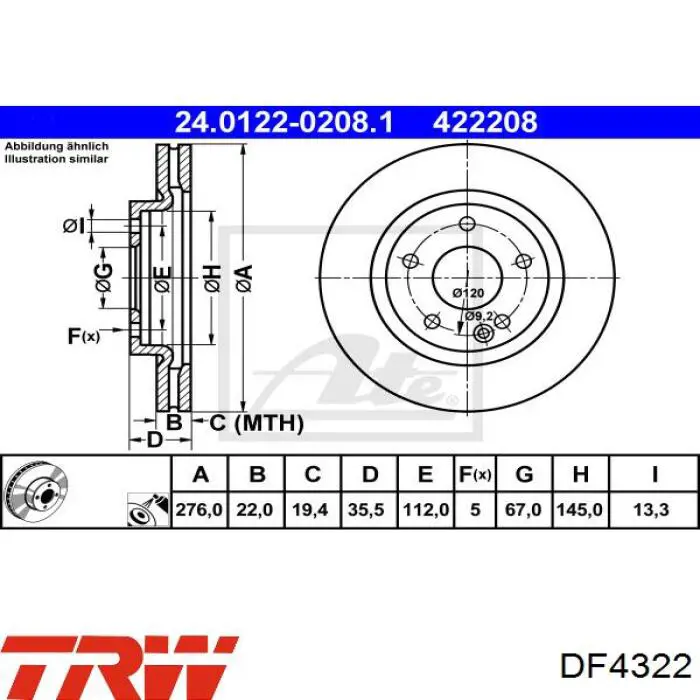 Comprar DF4322 TRW Freno de disco delantero