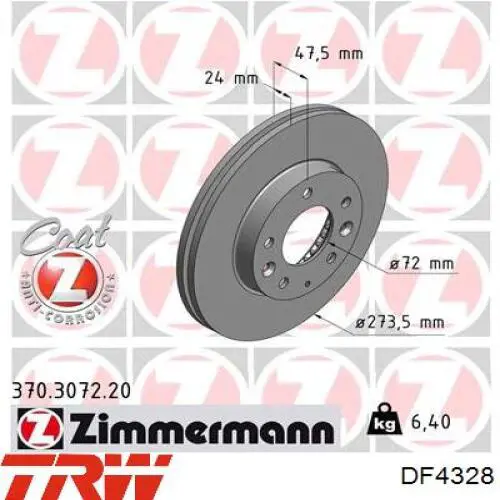 Disco de freno delantero TRW DF4328