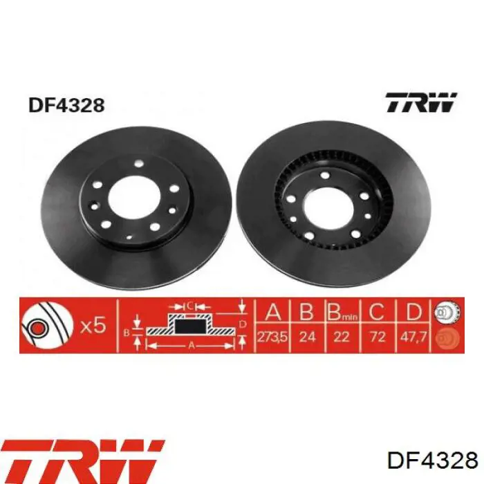 DF4328 TRW disco de freno delantero
