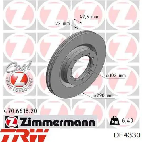Comprar DF4330 TRW Freno de disco delantero