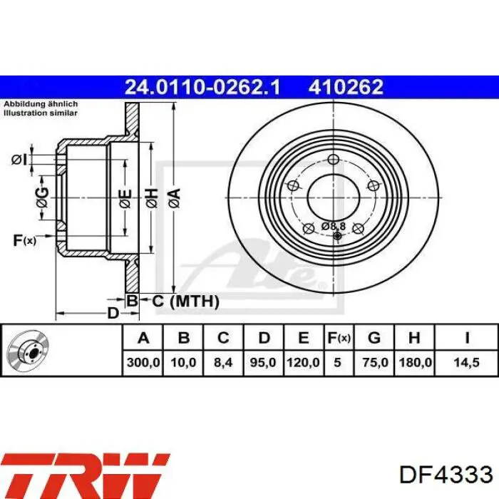 Comprar DF4333 TRW Disco de freno trasero