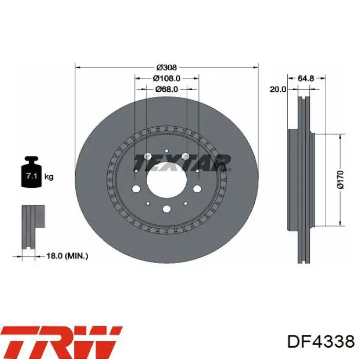 Comprar DF4338 TRW Disco de freno trasero