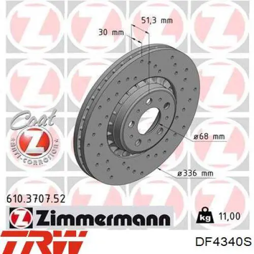 Disco de freno DF4340S TRW