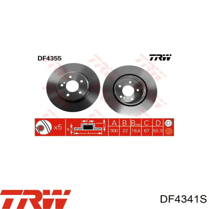 Disco de freno delantero TRW DF4341S