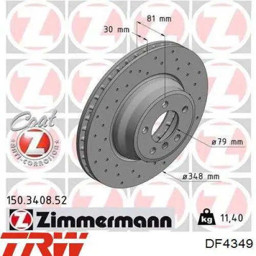 DF4349 TRW freno de disco delantero