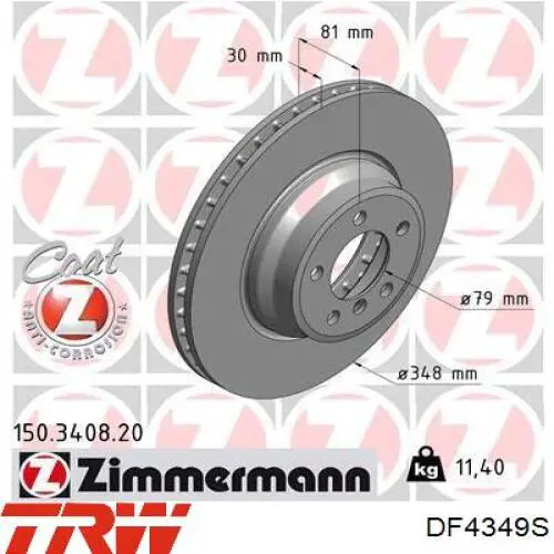 Disco de freno DF4349S TRW