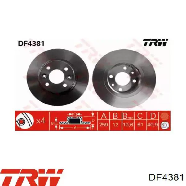Comprar DF4381 TRW Freno de disco delantero