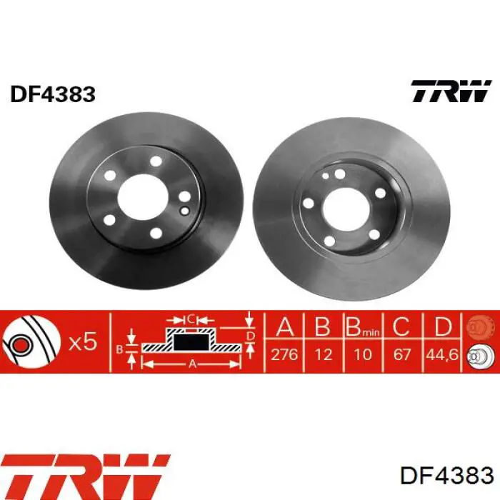 DF4383 TRW disco de freno delantero