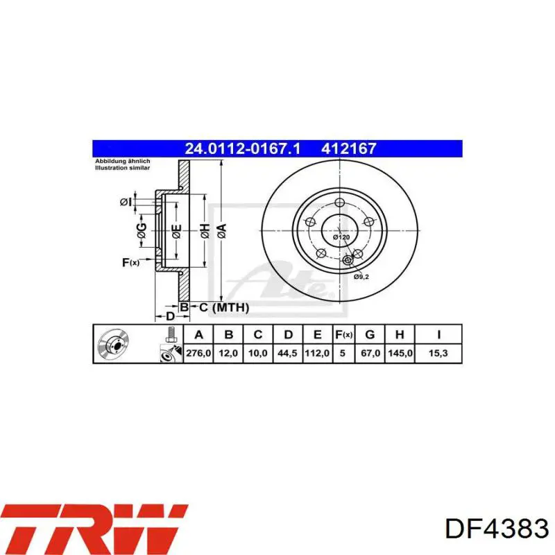 Comprar DF4383 TRW Freno de disco delantero