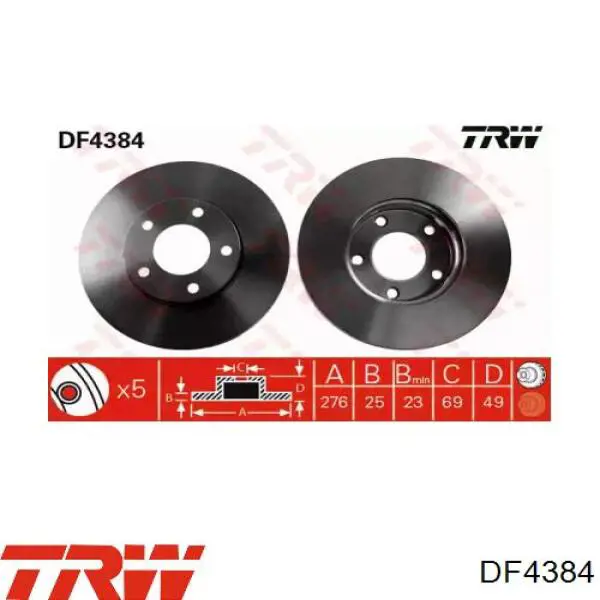 Disco de freno delantero TRW DF4384