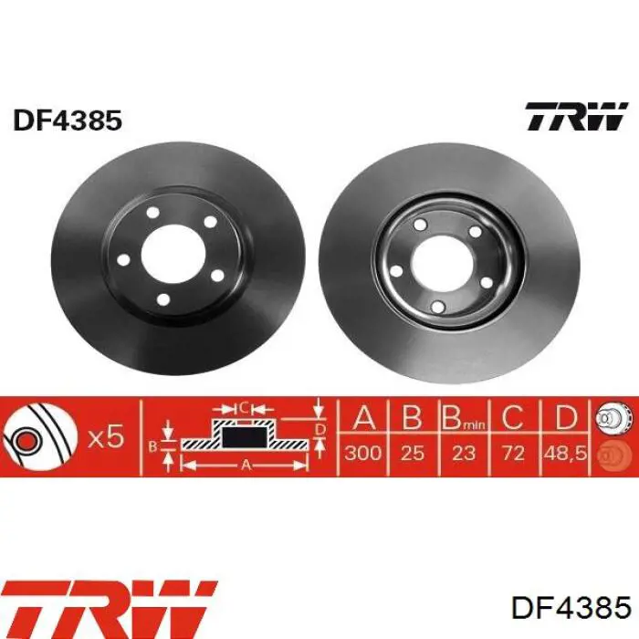 DF4385 TRW disco de freno delantero