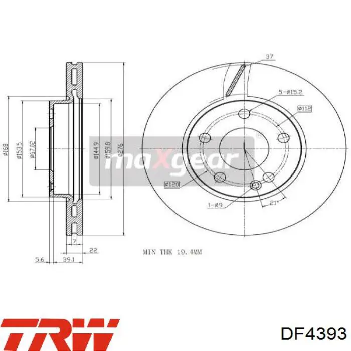 Comprar DF4393 TRW Freno de disco delantero