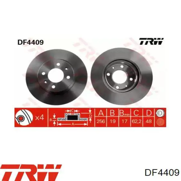 Disco de freno DF4409 TRW