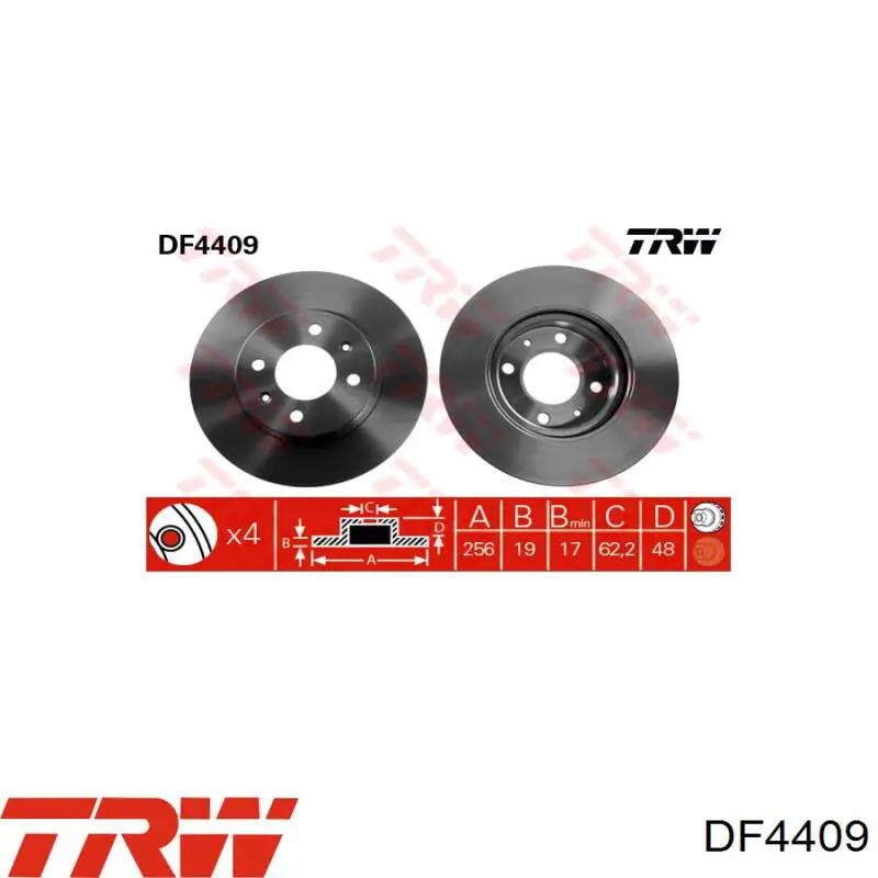 DF4409 TRW disco de freno delantero