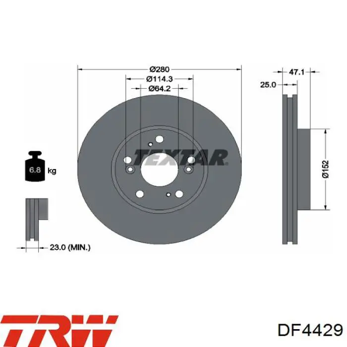 Disco de freno DF4429 TRW