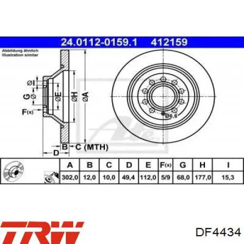 Comprar DF4434 TRW Disco de freno trasero