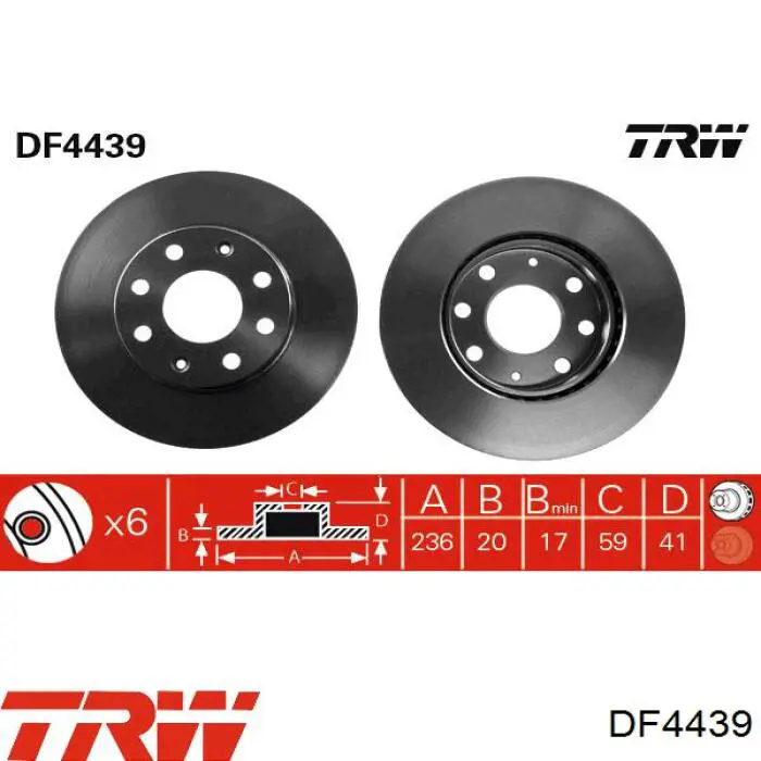 DF4439 TRW disco de freno delantero