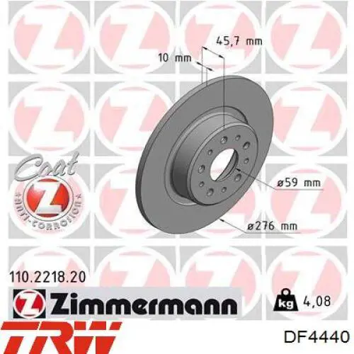 DF4440 TRW Freno de disco trasero