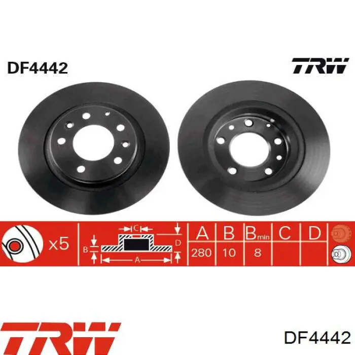 Disco de freno trasero TRW DF4442 precio, desde 38,53 EUR