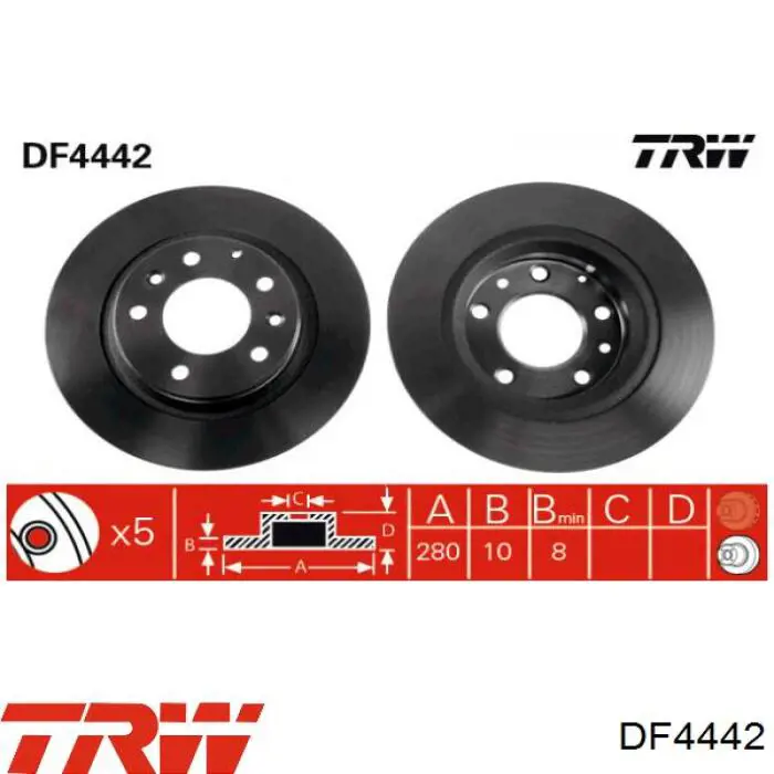 DF4442 TRW disco de freno trasero