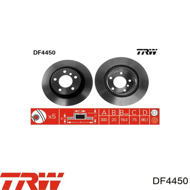 Comprar DF4450 TRW Disco de freno trasero
