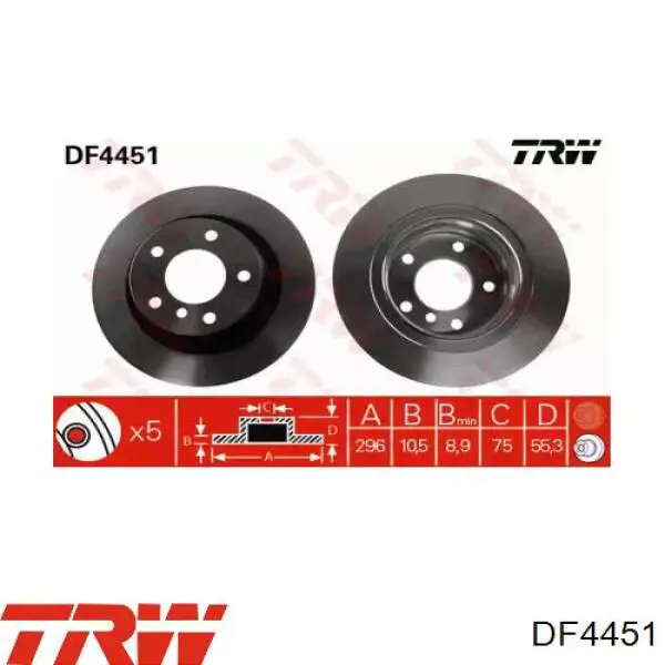 Comprar DF4451 TRW Disco de freno trasero