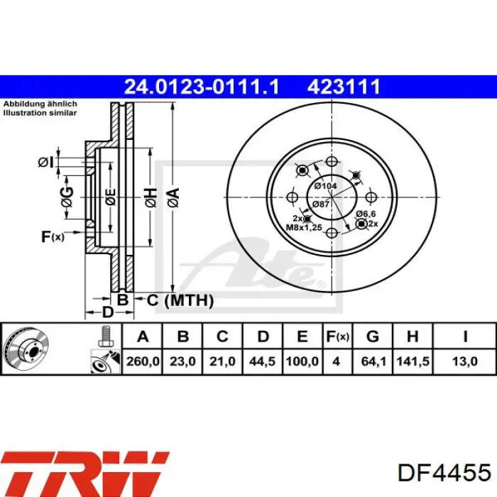 Disco de freno delantero TRW DF4455