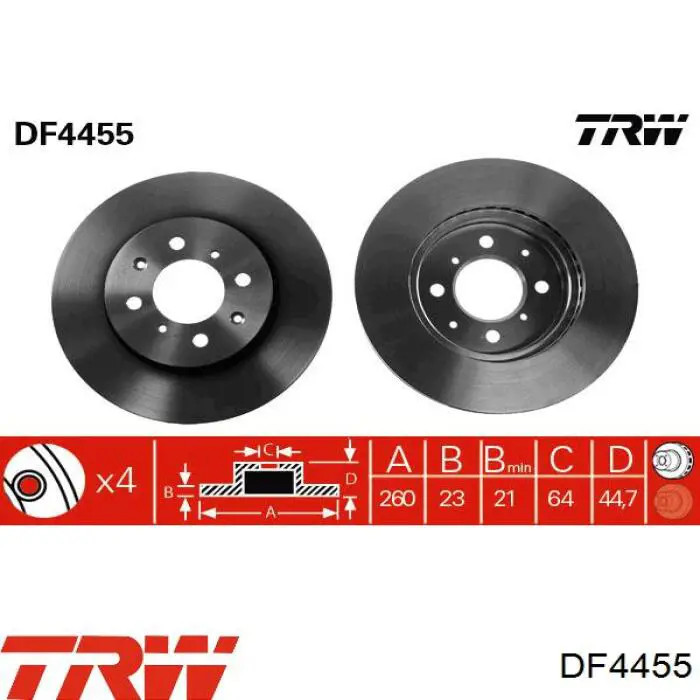 DF4455 TRW disco de freno delantero