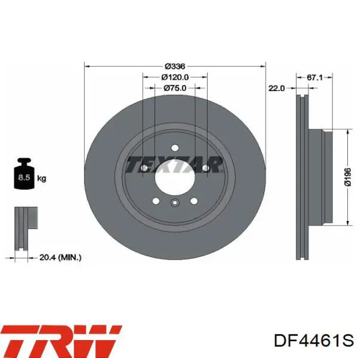 Comprar DF4461S TRW Disco de freno trasero