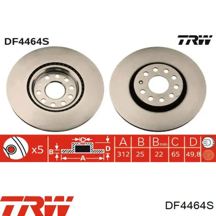 Comprar DF4464S TRW Freno de disco delantero