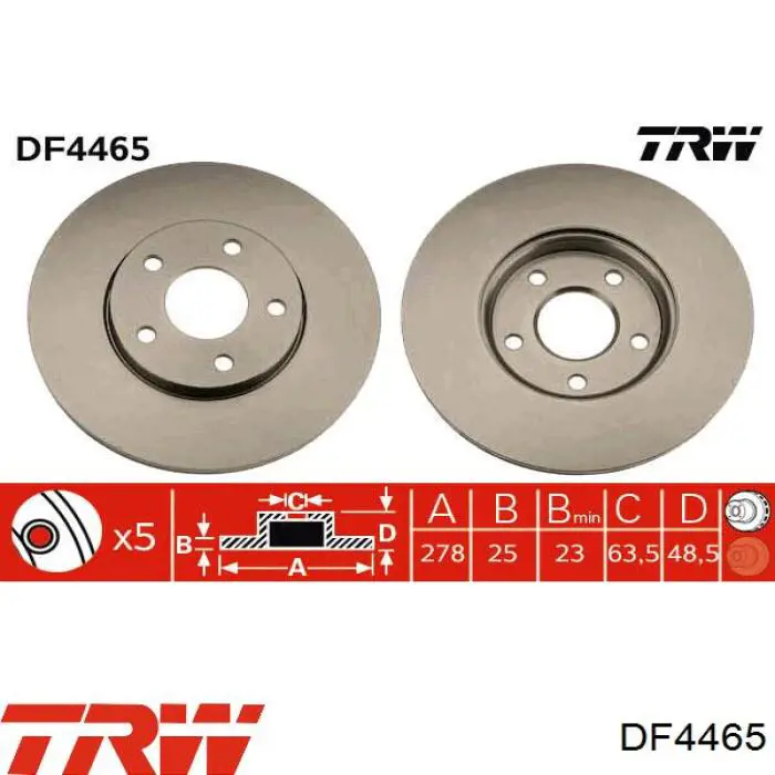 Freno de disco delantero TRW DF4465