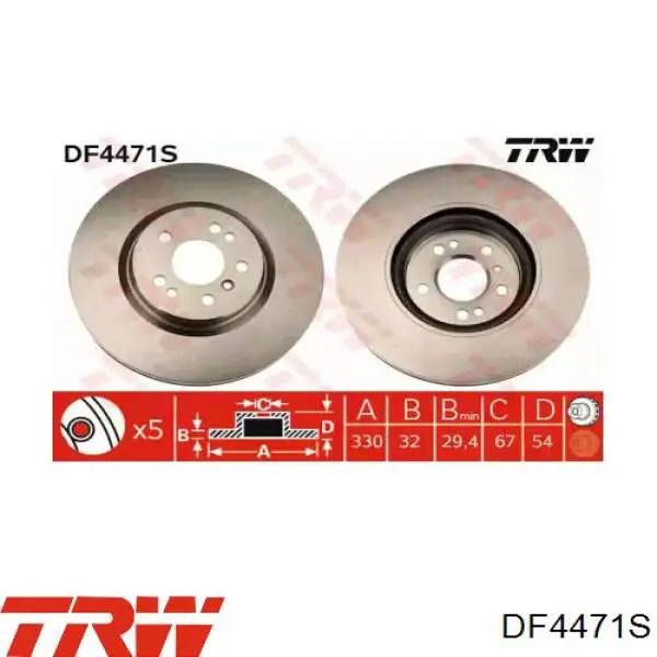 Disco de freno delantero TRW DF4471S
