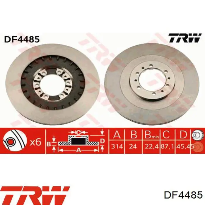 DF4485 TRW disco de freno delantero