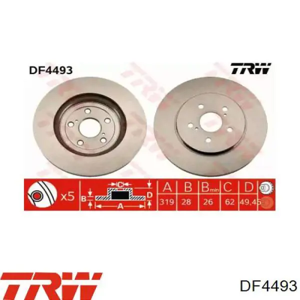 Disco de freno DF4493 TRW